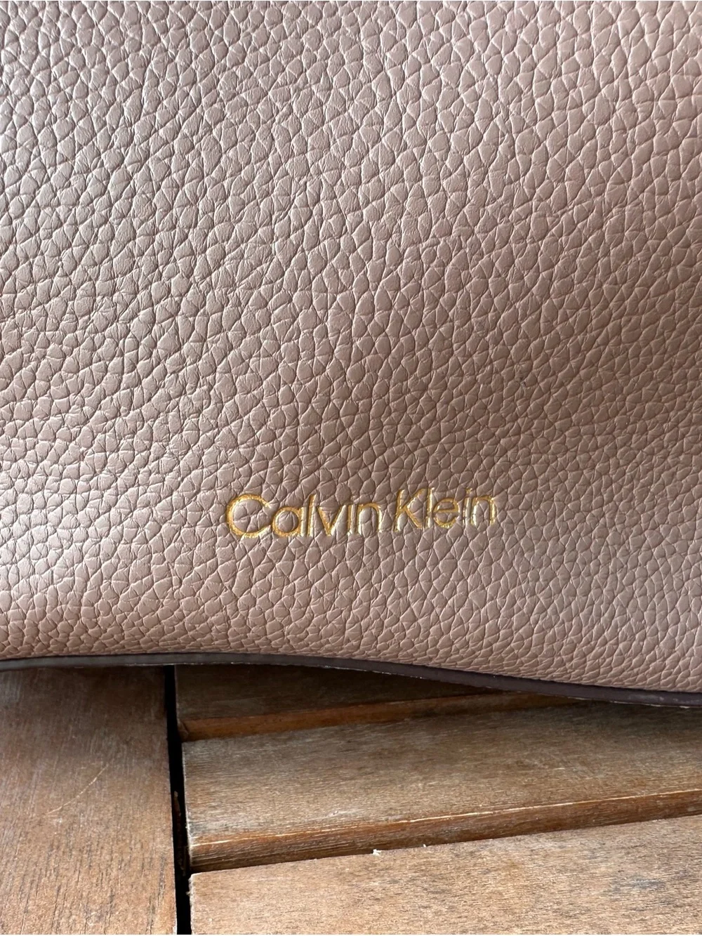 Calvin Klein Pebbled Leather Backpack in Taupe